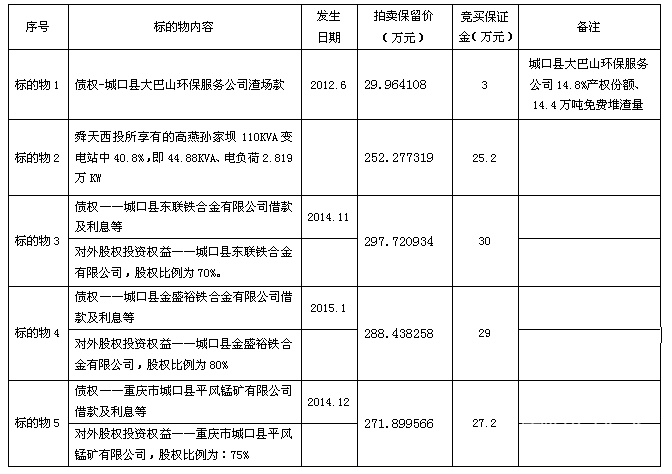 重庆市舜天西投实业有限公司破产资产司法拍卖公告